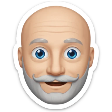 Bald man with blue eyes grey beard and moustache sticker