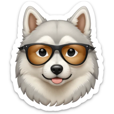 white/grey husky dog with black sunglasses sticker