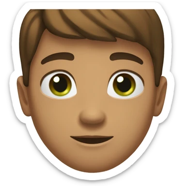 garçon de 20 ans, brun, yeux vert et marron, visage rond sticker
