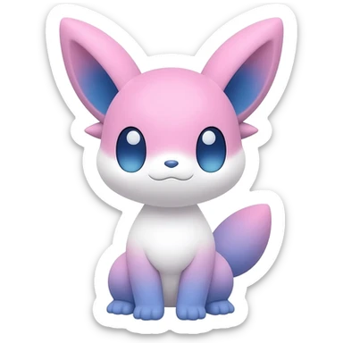 Cute cool kawaii pink-white-blue-gradient fakemon-digimon-Trico-vernid-creature sticker
