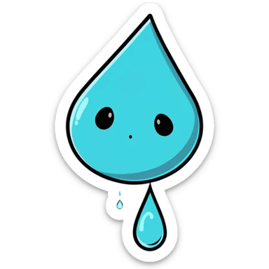 cartoon sticker of a sad water droplet sticker