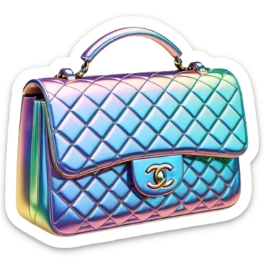 Isolated 3d rendering, futuristic ultra sparkly Chanel bag sticker