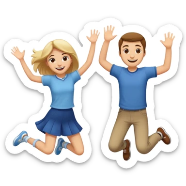 girl and guy jumping together  sticker