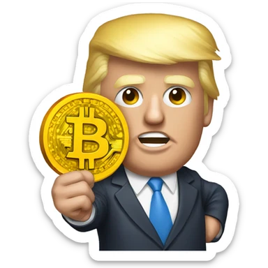 Donald trump holding bitcoin sticker