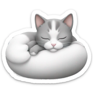 Cute cat sleeping grey and white sticker