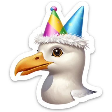 A seagull head with a party hat, without the body sticker