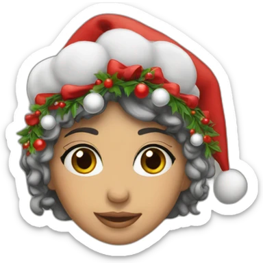 Middle eastern girl with Christmas hat sticker