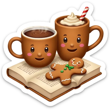 Book & cocoa with gingerbread sticker
