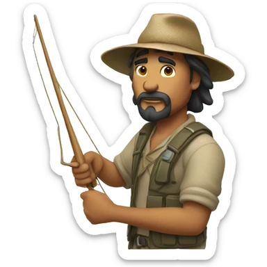 fish hunter with a harpoon in hand sticker