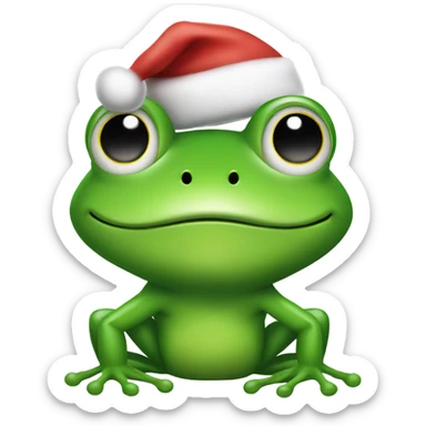 frog with santa hat sticker