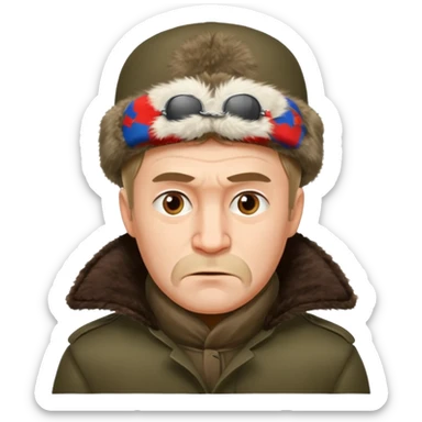 crazy russian man with ushanka sticker