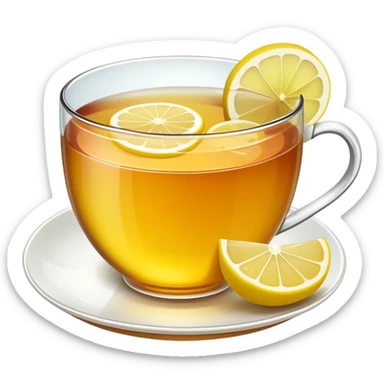 Tea with a lemon slice on the cup sticker