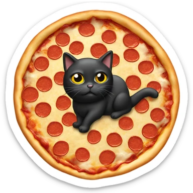 Black cat pizza sticker