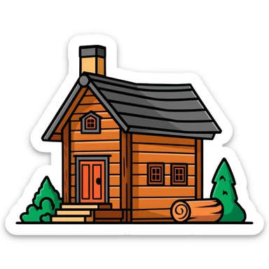 small log house sticker