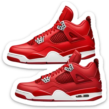  red air Jordan 4 dark red midsole red bottom red top red laces  sticker