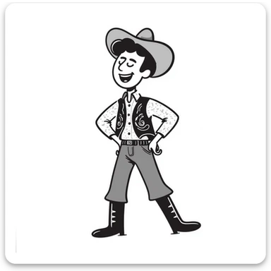 A laughing cowboy in the style of Red Dead Redemption 2 sticker