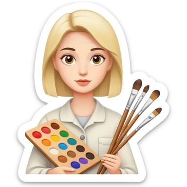 artist with palette and brushes sticker