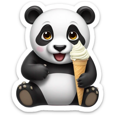 Panda eating ice cream sticker