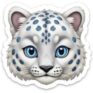 Deformed cute Snow leopard-Eyes are long and blue sticker
