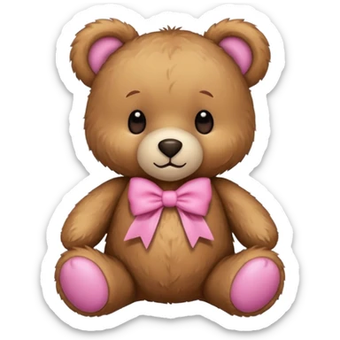 teddy bear with pink bow sticker