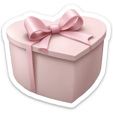 pale pink heart box, pale pink bow, filled with chocolates inside sticker