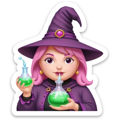 plump witch with pink skin. sticker