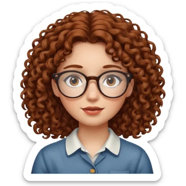 freckled girl with curly hair with glasses sticker
