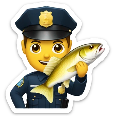 cop holding cod fish  sticker