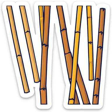 dried bamboo sticks, yellowish-brown color sticker