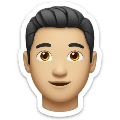 asian male with flow haircut black hair sticker