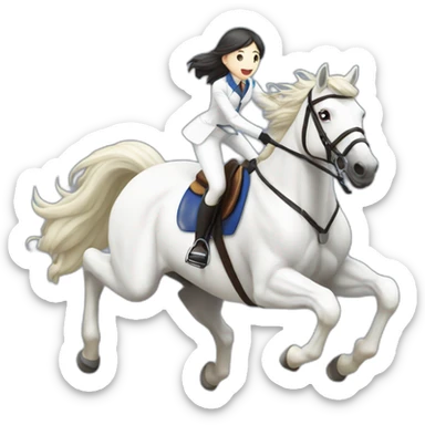 white-hourse-with-olympics-jumping-compelition-rider—japanese-girl sticker
