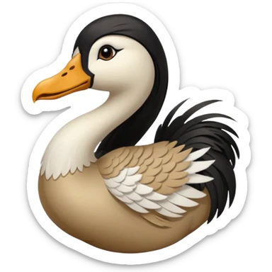 goose with long black hair and swoop bangs sticker