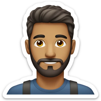 hombre joven con barba ojos cafe pelo lacio sticker