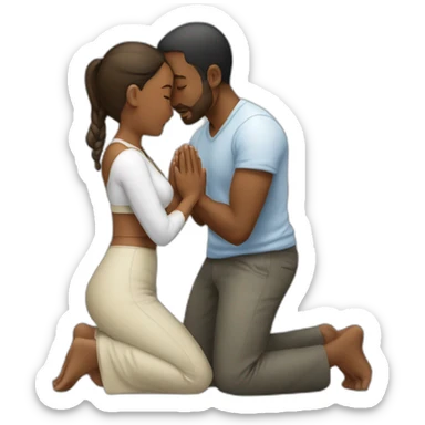 Woman on knees praying to man sticker