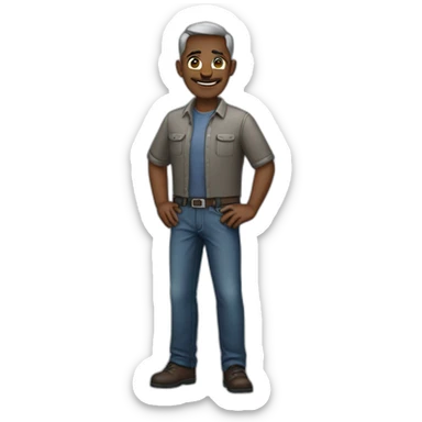 handsome and slim 50 year old dark-skinned engineer sticker