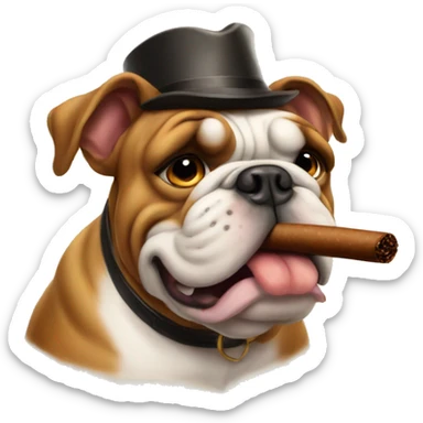 Bulldog with cigar sticker