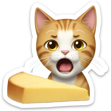 Cat crying while eating  sticker