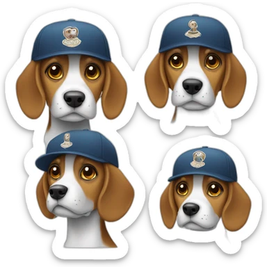 Beagle with the cap with write Paris sticker