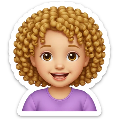 baby girl emoji, curly hair, smiling showing two upper and lower teeth sticker
