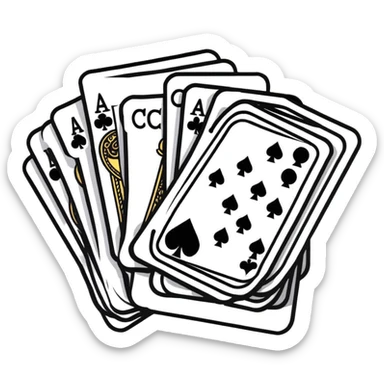 Canasta card game with discard pile and draw pile sticker