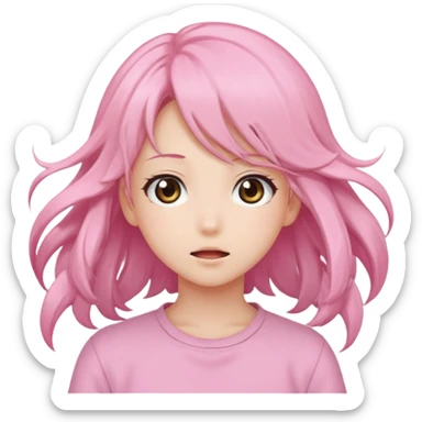 cute anime girl with blowing hair sticker