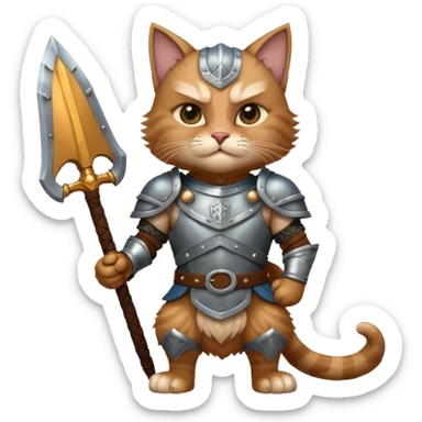 valorous Viking cat in Valhalla, detailed armor, heroic pose, glowing sky sticker