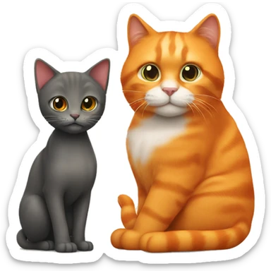 Big orange cat AND small tricolour kitty sticker