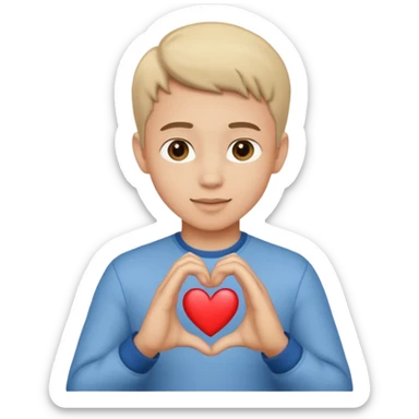 Un garçon beau qui fait un cœur sticker