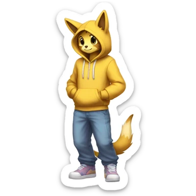 Anthro Sona Fakemon with a hoodie Full Body sticker