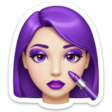 glitter purple lipstick sticker