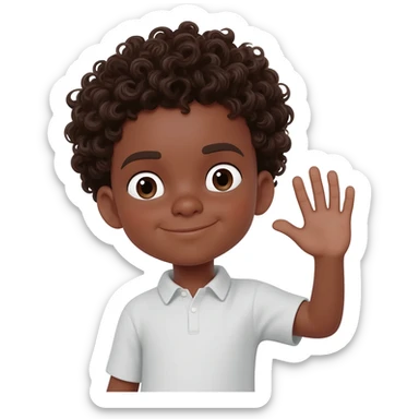 sad black boy waving curly hair sticker