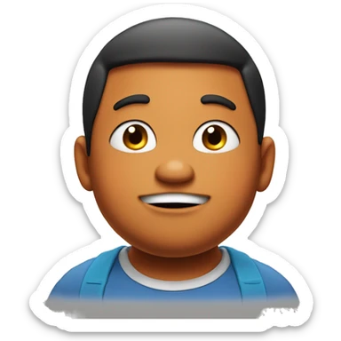 gian character in doaremon cartoon show with orange tshirt, fat face, overweight kid  sticker