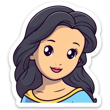 Disney princess face with long hair sticker