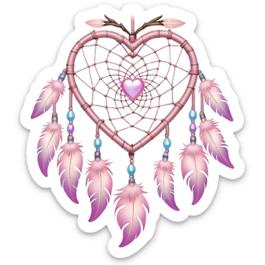 Iridescent pastel pink heart dreamcatcher sticker